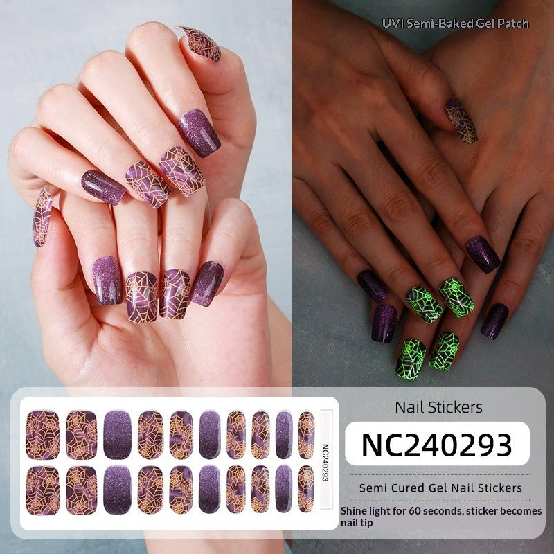 Semi-Cured Gel Nail Strips Christmas Glow Snowflake Festive Glossy Set (MOQ=3)