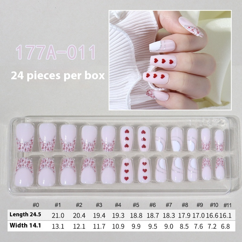 French press on nails 24 pieces Boxed detachable finished product Wearable prefabricated fake nail patch Solid color manicure