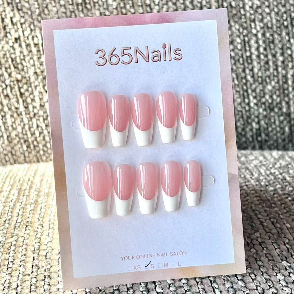 Handmade French patch manicure, multi-color and multi-reusable full coverage fake nail set