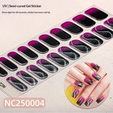 Semi-Cured Gel Nail Strips Sparkle Spotlight Cat Eye Glossy Design (MOQ=3)