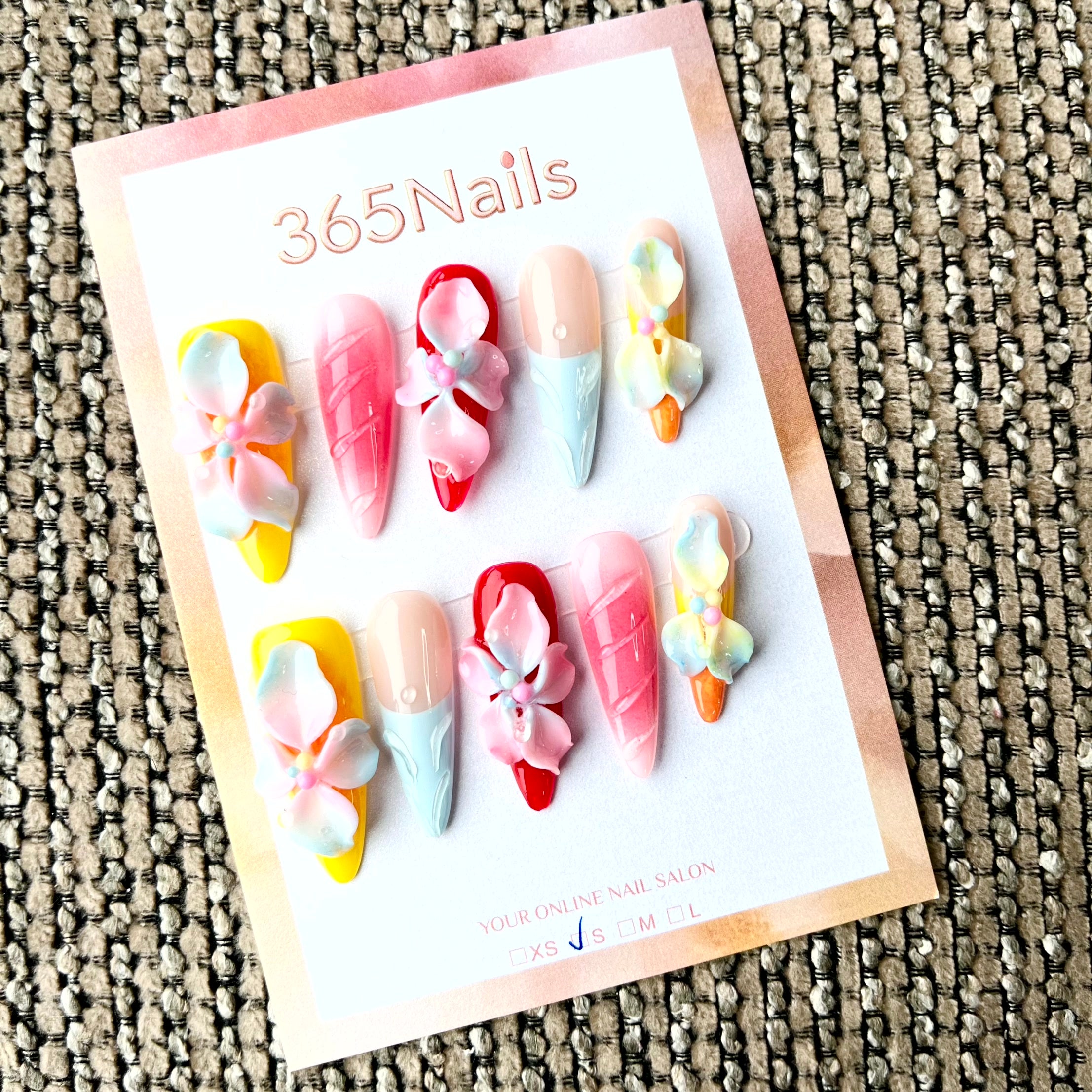 Floraison Estivale : "Orchidée Arc-en-Ciel" – Ongles press-on Stiletto Longs