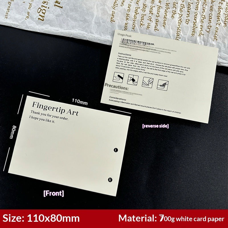 手工製極簡白色展示卡，適用於穿戴甲 (MOQ=50)