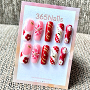 365nails: "Scarlet Petal" – Handmade Medium Square Press-On Nails