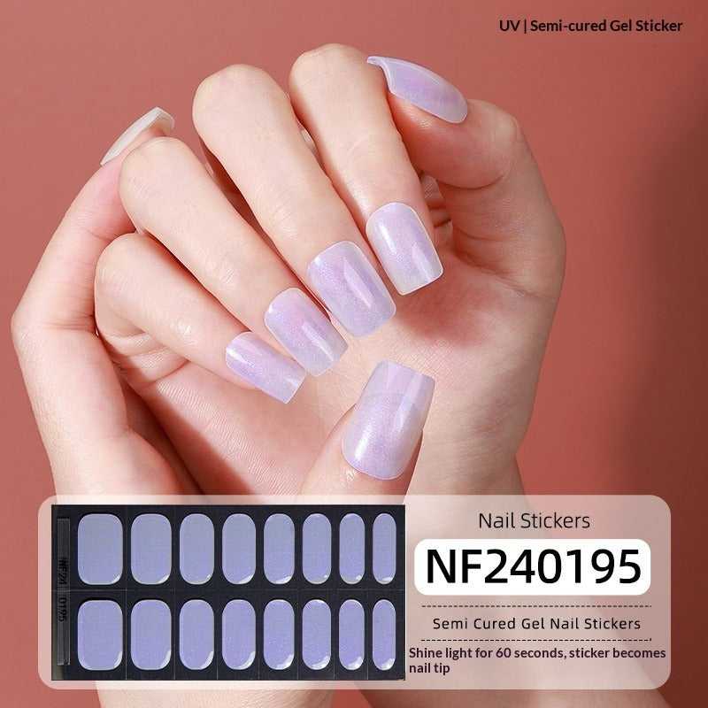 Semi-Cured Gel Nail Strips French Gradient Soft Glossy Design (MOQ=3)