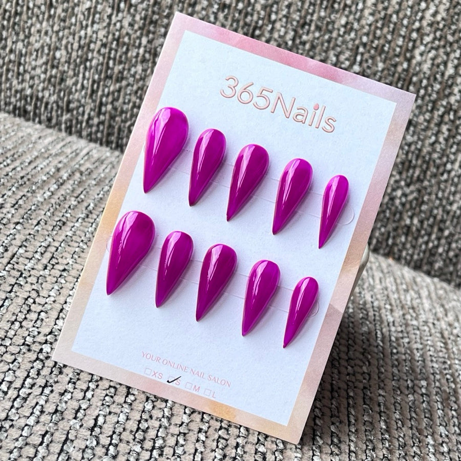 Solid Purple Long Stiletto Press-On Nails