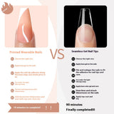 Nail Tips press on nails French, simple long ladder seamless detachable prefabricated nail piece fake nail 120 pieces bag patch nail art