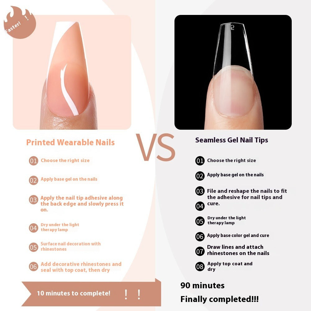 Nail Tips press on nails French, simple long ladder seamless detachable prefabricated nail piece fake nail 120 pieces bag patch nail art