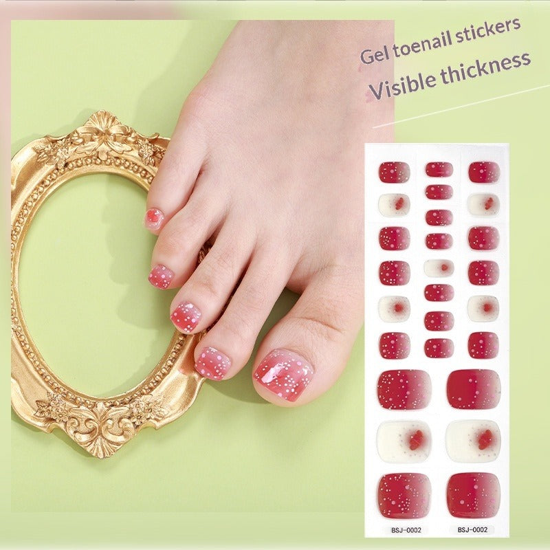 Semi-Cured Gel Nail Strips 3D Floral Glossy Toe Design (MOQ=3)
