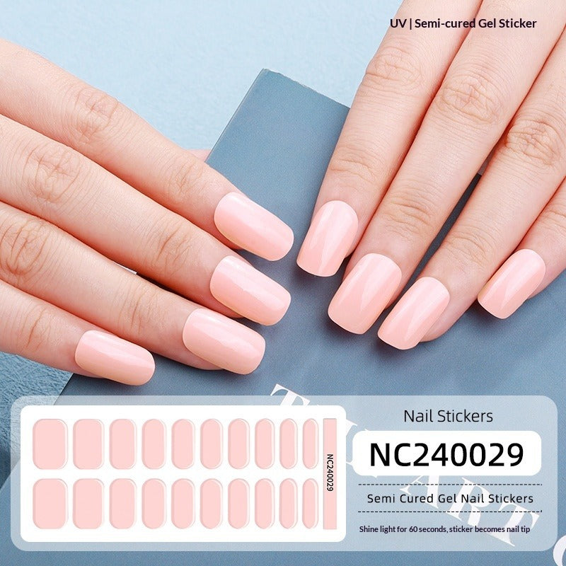 Semi-Cured Gel Nail Strips Minimal Solid Color Glossy Design (MOQ=3)