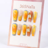 365Nails Honey Amber Long Coffin Press-On Nails with 3D Dew Drops and Mini Bottle CharmsSold in packs of 5. Minimum order: 1 pack (5 pcs). Quantity = number of packs. Qty 1 = 5 pcs