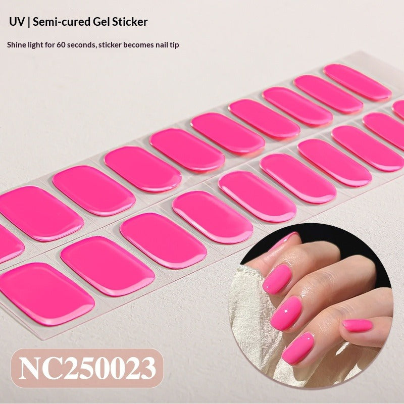 Semi-Cured Gel Nail Strips Solid Color Glossy Minimal Design (MOQ=3)