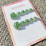 365nails: "emerald crystal pave" – handmade press-on toenails / pedicure