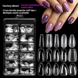 Nail Tips press on nails pads 96 pieces seamless ultra-thin almond fake nail patches removable fully transparent matte extended manicure