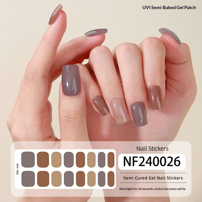 Semi-Cured Gel Nail Strips Pure Color Mismatch Pastel Glossy Set (MOQ=3)