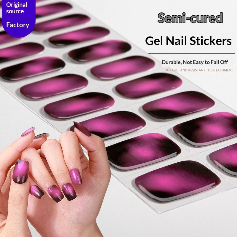 Semi-Cured Gel Nail Strips Gradient French Pastel Glossy Design (MOQ=3)