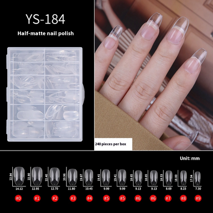 Nail Tips Transparent semi-matte nail art, special nail piece for press on nails piece, no trace 240 pieces, broken piece box, full sticker, matte fake nail.
