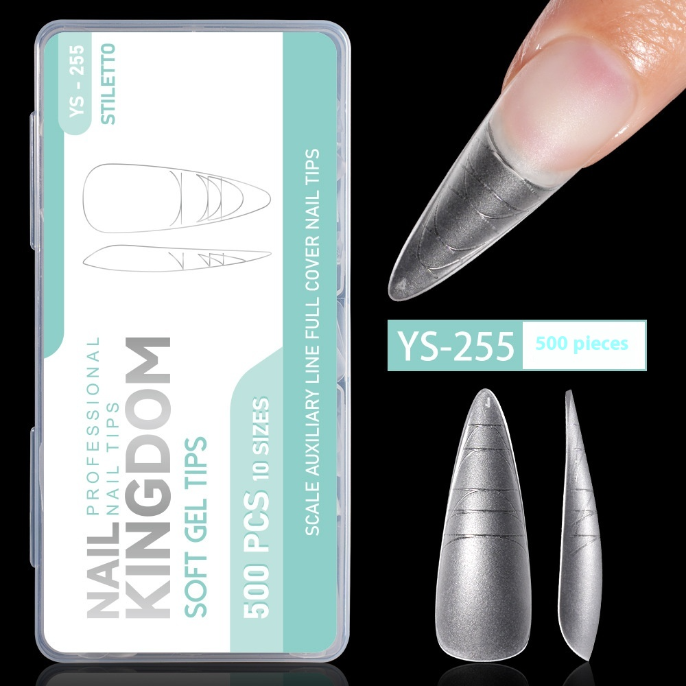 Nail Tips Nail plate with scale line Flat nail, boxed transparent and seamless full sticker Removable and wearable fake nail patch