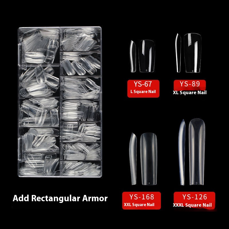 Nail Tips nail piece Square nail Transparent extended flat head Fake nail Nail art patch Full half sticker Dual-purpose nail art shop special