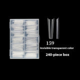 Nail Tips Press on nails piece, denim nail 240 pieces, boxed extended trapezoidal seamless transparent semi-patch nail piece