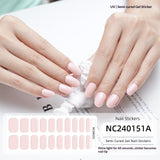 Semi-Cured Gel Nail Strips Solid Pearl Shimmer Glossy Design (MOQ=3)