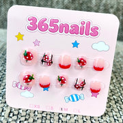 365nails: "Strawberry Sugar" – 3D Fruit Art Handmade Short Square Nails