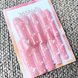 365nails: "Pink Glitter Butterfly" – Handmade Long Trapezoid Press-On Nails