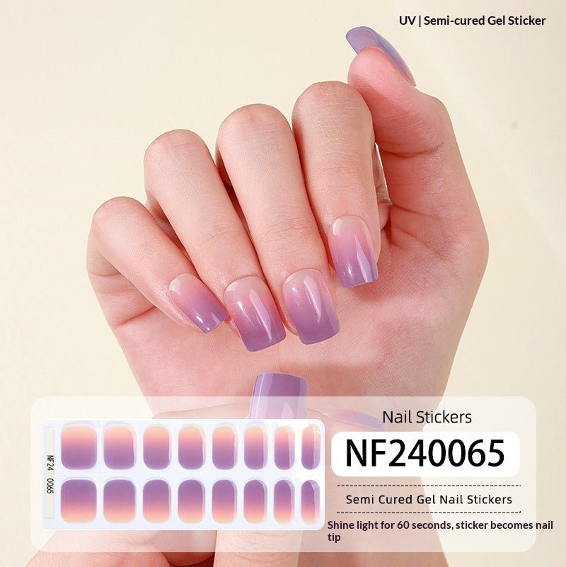 Semi-Cured Gel Nail Strips Gradient Cat Eye Sparkle Glossy Design (MOQ=3)