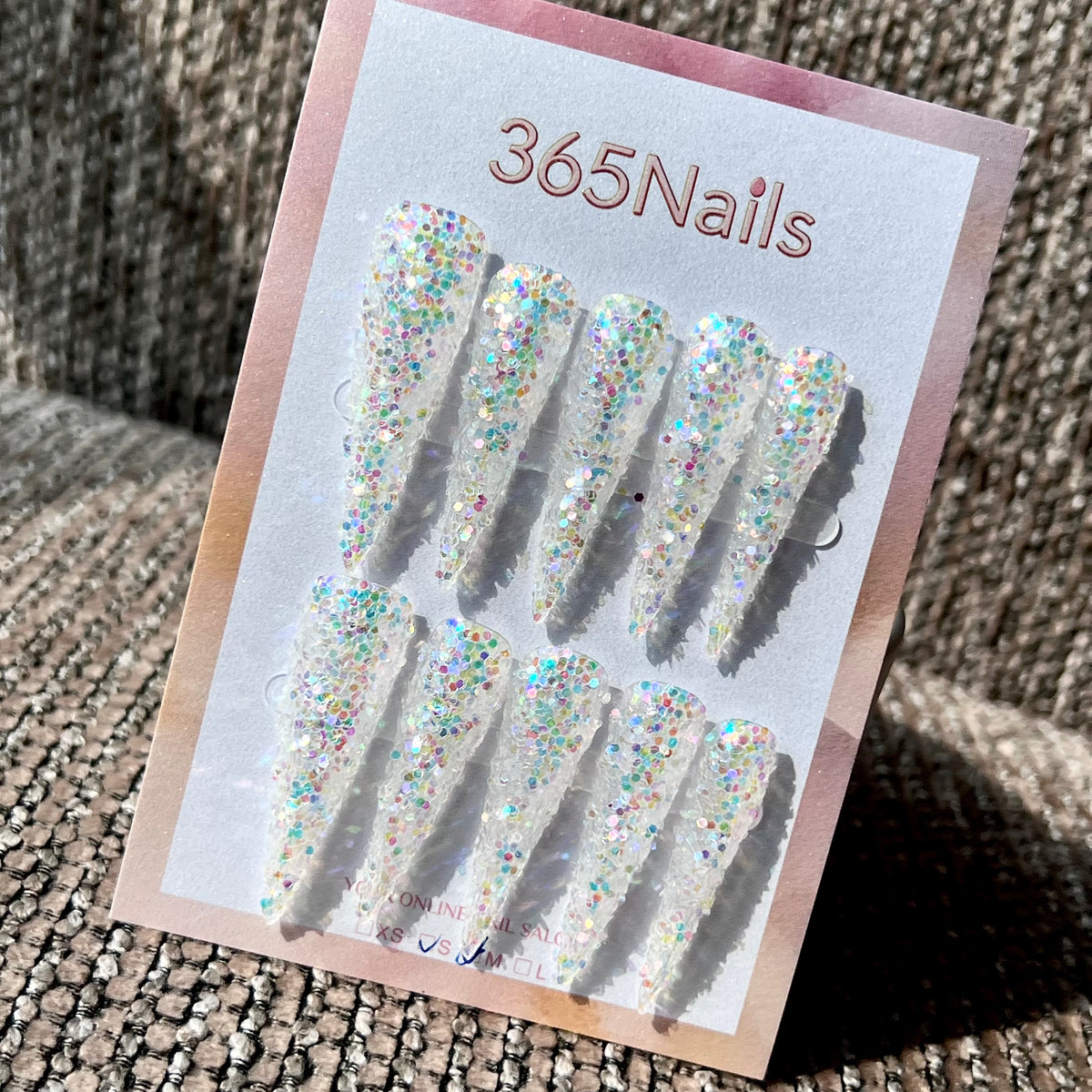 Opal Frost - White Iridescent Chunky Glitter Stiletto Press-On Nails | Starry Glitter Series