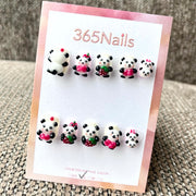 365nails: "Panda's Love Letter" – 3D Bear & Heart Handmade Short Square Nails