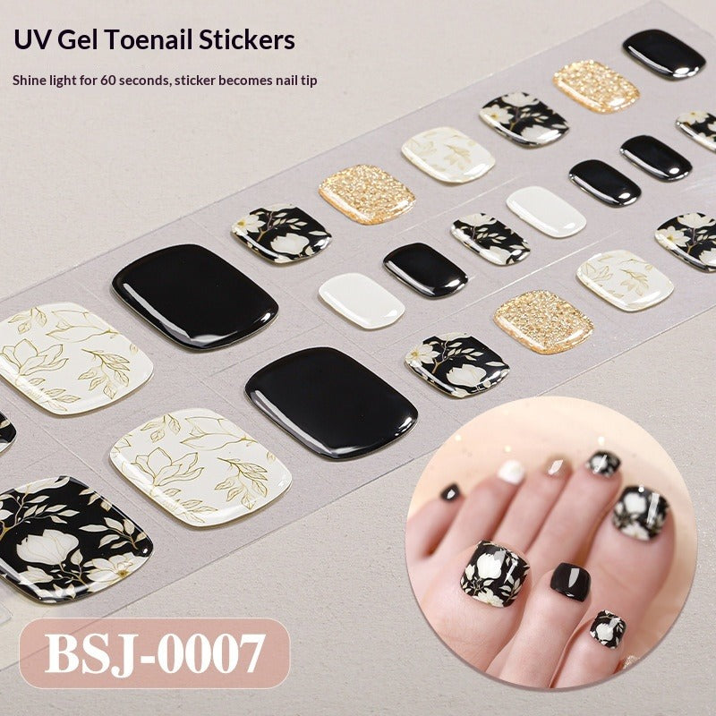 Semi-Cured Gel Nail Strips French Leopard 3D Foil Gradient Design (MOQ=3)