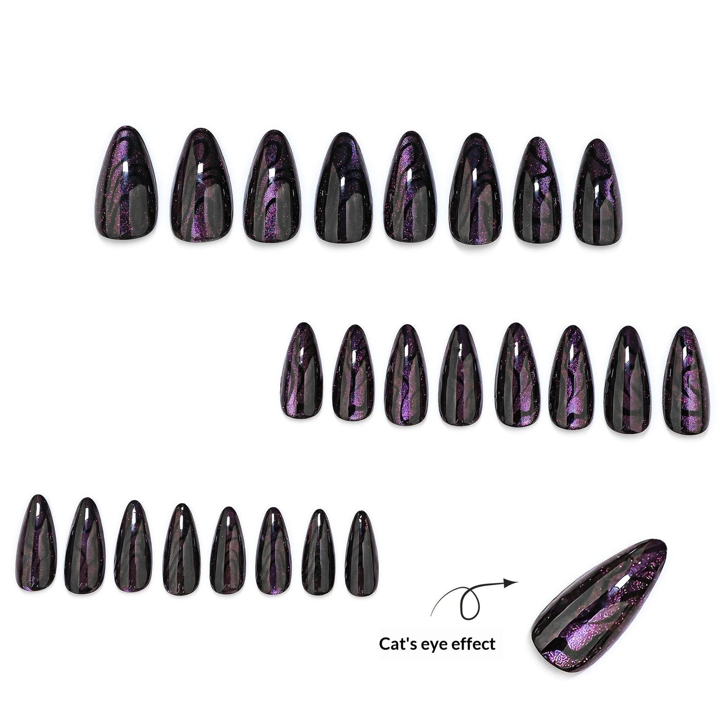 Iridescent Black Shimmer Stiletto Press On Nails