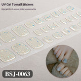 Semi-Cured Gel Nail Strips Solid Color Glossy Toe Design (MOQ=3)