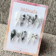 365nails: "Smoke Script Piercing Cross Star" – Metal Piercing Charm Handmade Long Stiletto Nails