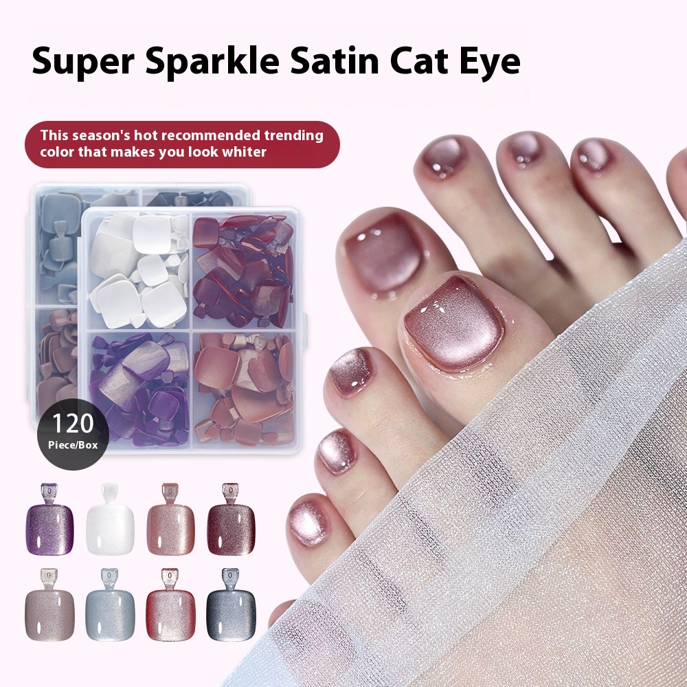 Nail Tips Press-on toenails Advanced Cat Eye Flash 120 pieces Removable Prefabricated Nail Art Patch Patch Fake Nail