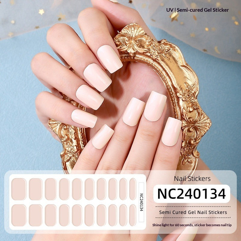 Semi-Cured Gel Nail Strips Solid Pearl Minimal Glossy Design (MOQ=3)
