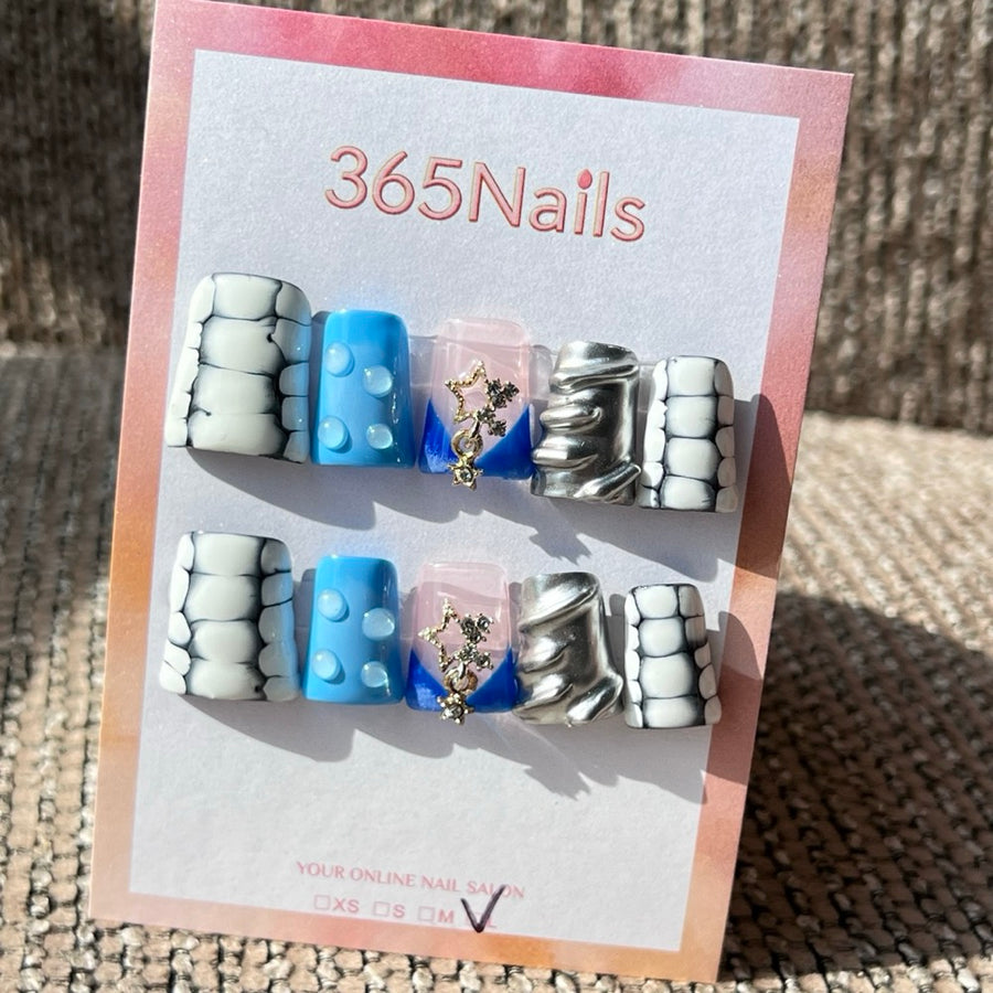 365nails: "Bone Structure" – 3D Skeleton Ribcage Handmade Press on Nails Medium Coffin Nails