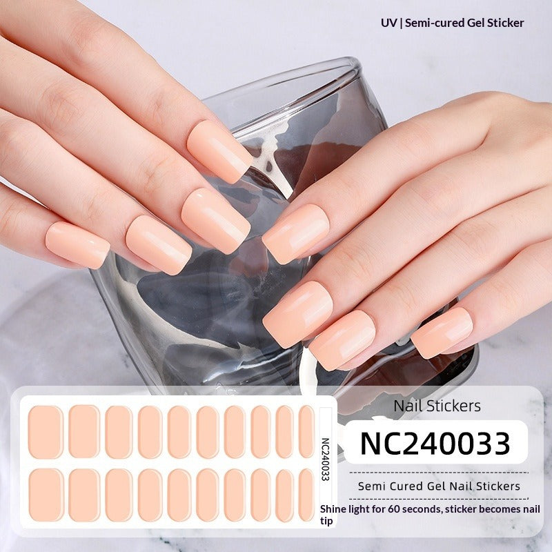 Semi-Cured Gel Nail Strips Minimal Solid Color Glossy Design (MOQ=3)