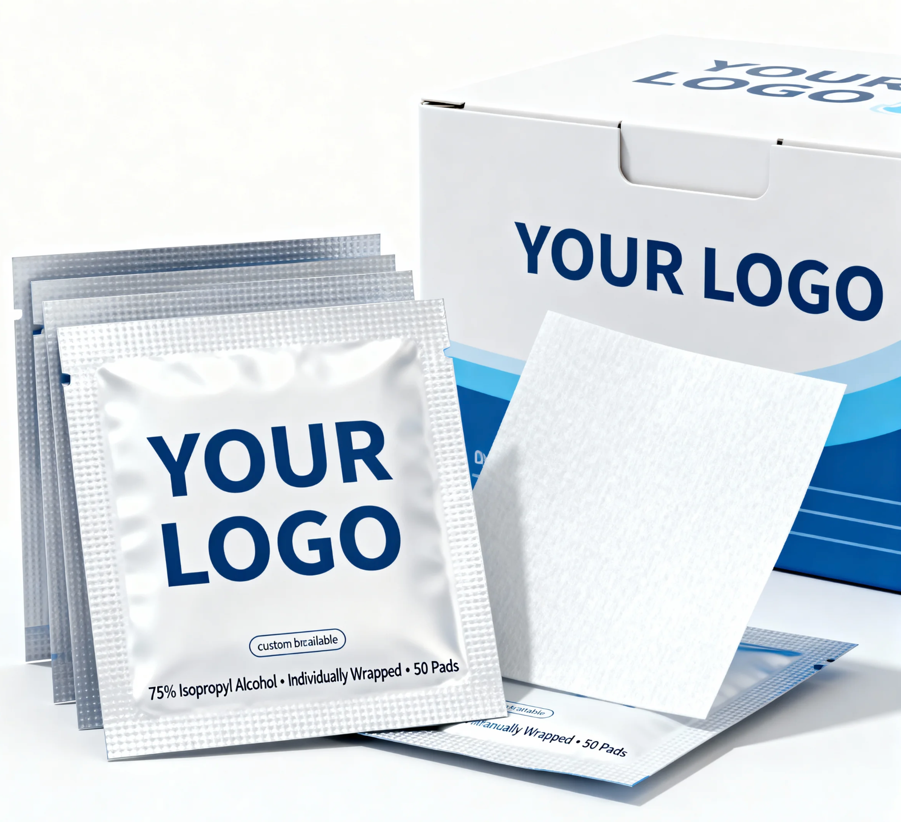 Custom Alcohol Prep Pads | 75% Isopropyl Wipes | Private Label & Branded Packaging（10w pcs）
