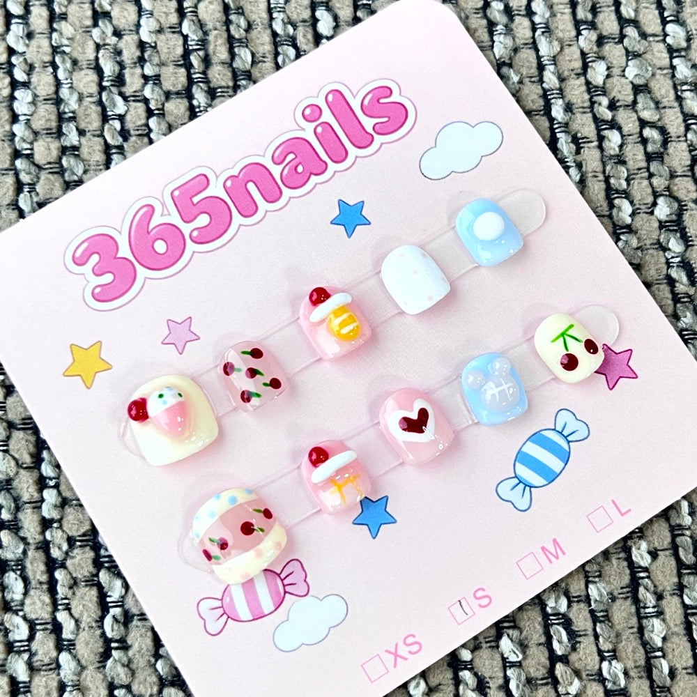 365nails: "Sweet Treats" – 3D Candy & Fruit Handmade Short Square Nails