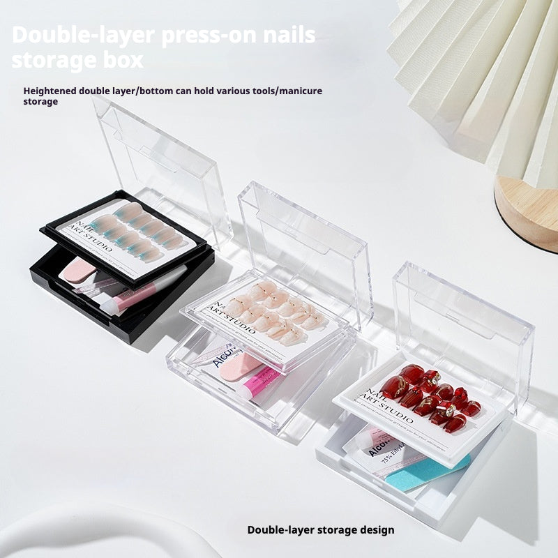 Double-layer press on nails storage box wholesale