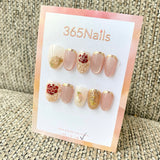 365nails: "Camellia Gold French" – handmade press-on nail
