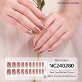Semi-Cured Gel Nail Strips Sparkle Diagonal Cat Eye Glossy Design (MOQ=3)