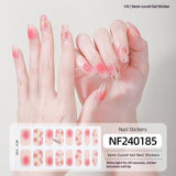Semi-Cured Gel Nail Strips Summer Floral 3D Foil Pink Glossy Set (MOQ=3)