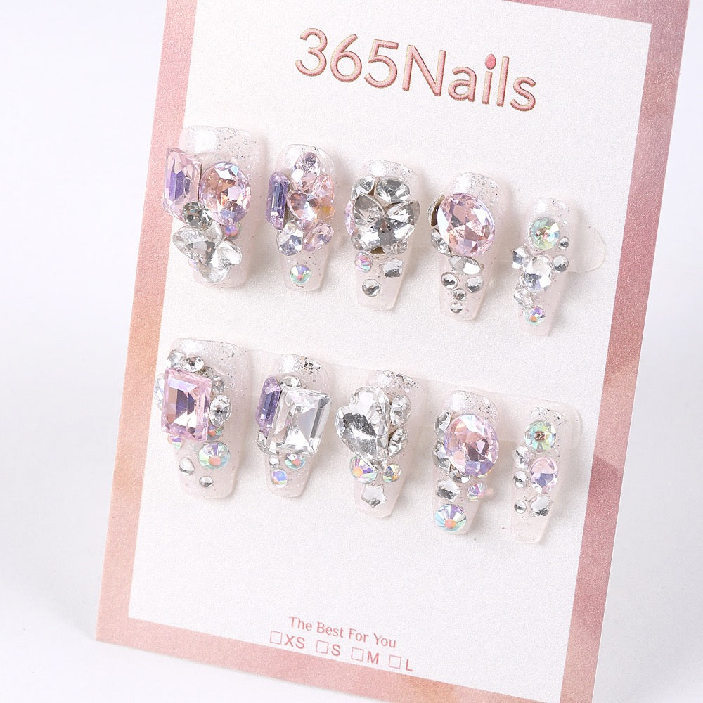 365Nails Crystal Aurora Luxury Short Tips