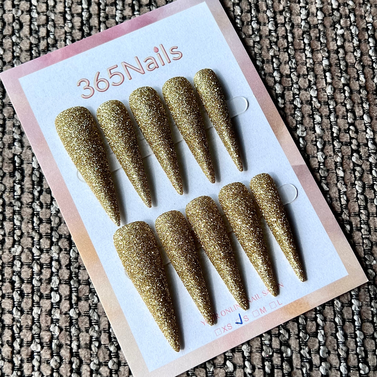 Golden Sand - Gold Fine Glitter Stiletto Press-On Nails | Starry Glitter Series