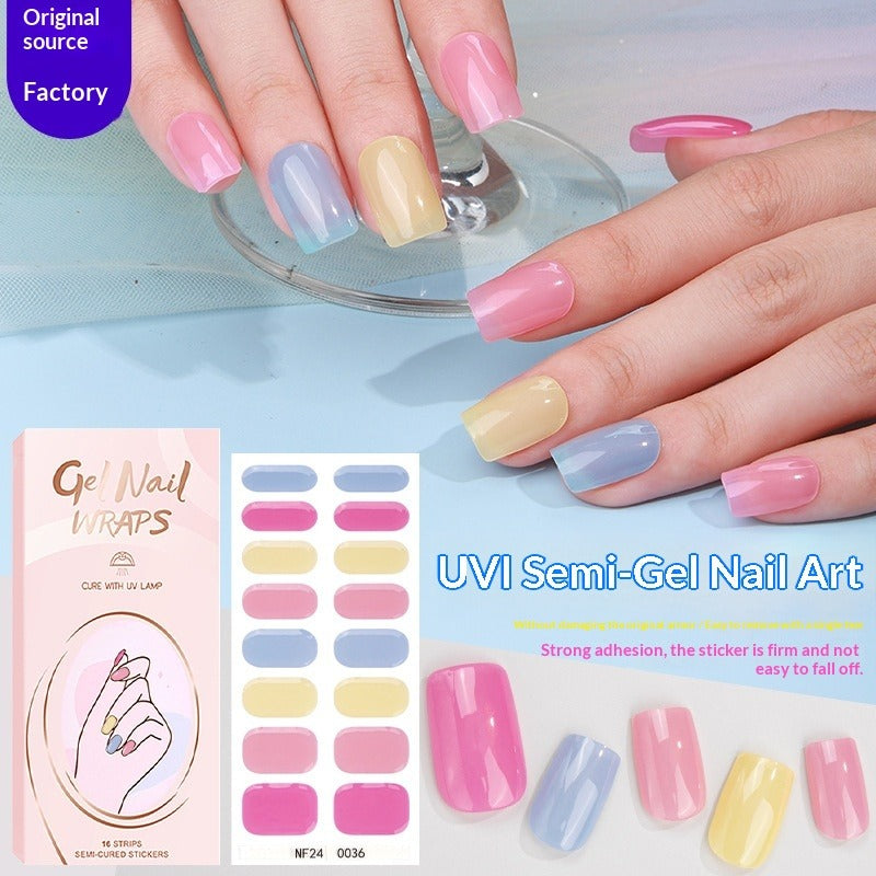 Semi-Cured Gel Nail Strips Pure Color Mismatch Pastel Glossy Set (MOQ=3)