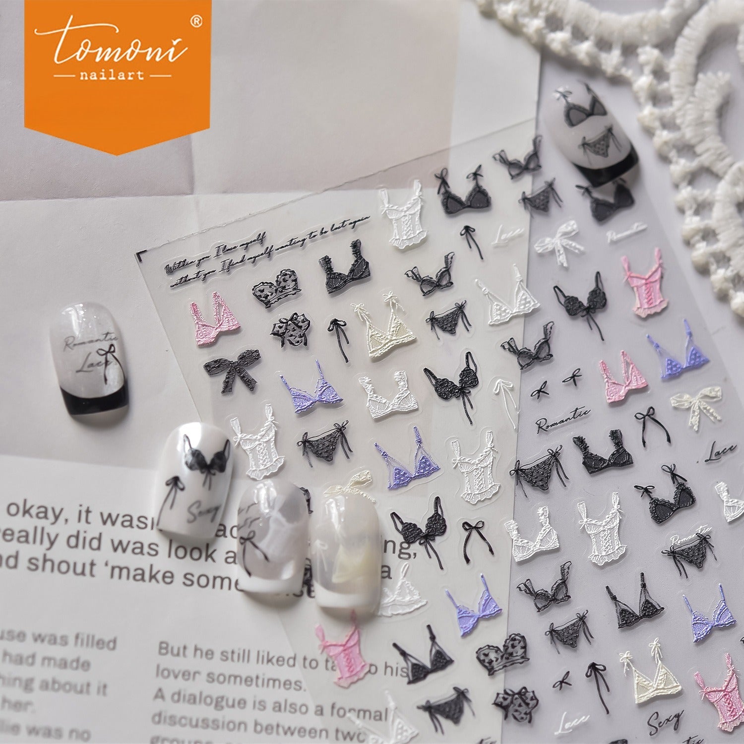 Lingerie & Bow – Chic Nail Art Accent Set