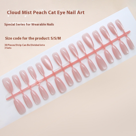 Nail Tips  Prefabricated Nail Sweet and Clear Peach Powder cat eye Fashion Versatile White ins  Nail Art 30 Pieces｜365nails