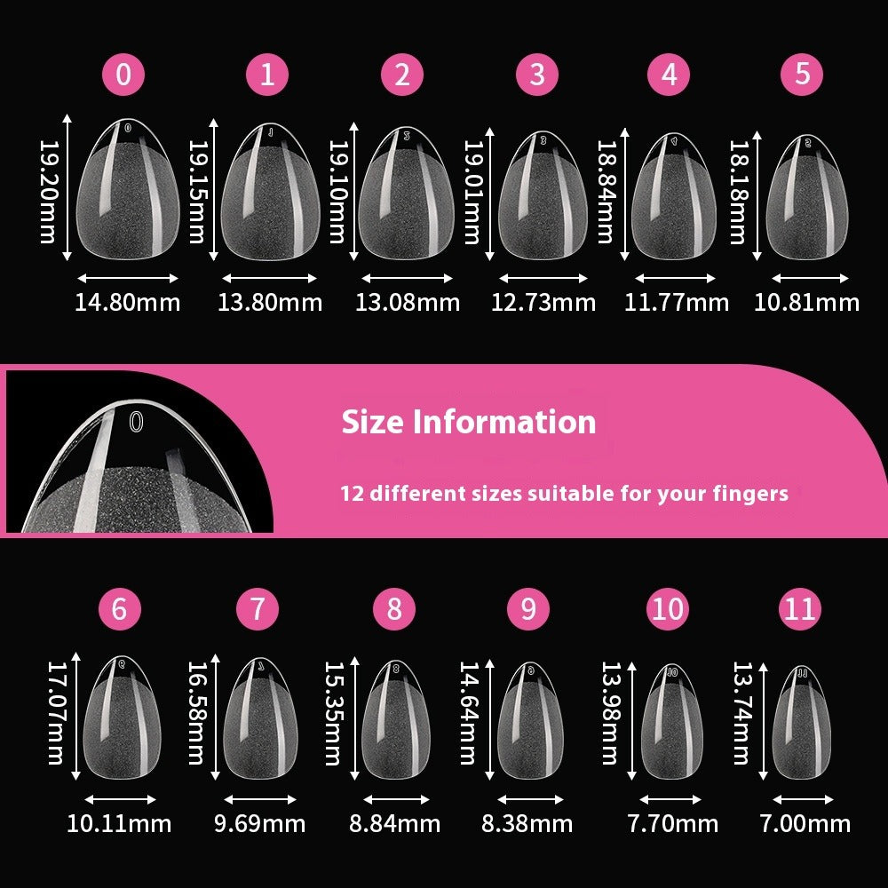 Nail Tips transparent short semi-matte nail piece, almond free of grinding and non-marking patch, press on nails piece patch, fake nail piece.