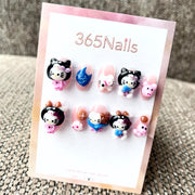 365nails: "Kitty's Blue Bow" – 3D Hello Kitty Short Almond Nails